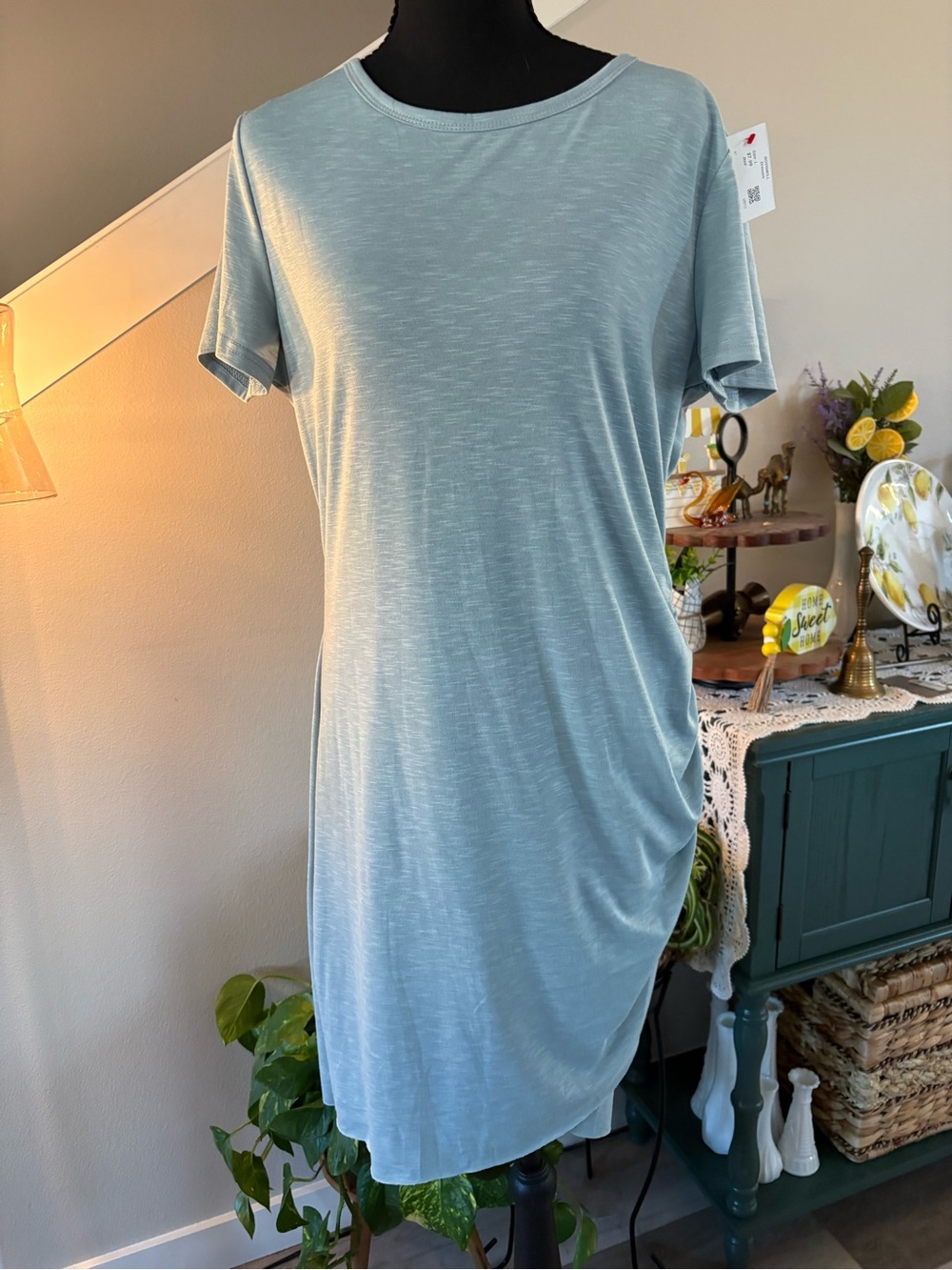 Women’s Midi T-Shirt Dress in Light Blue